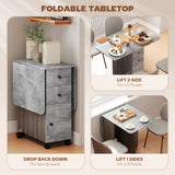 Wooden Drop Leaf Dining Table for 4 to 6 People With Multi-Storage - Velmora