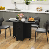 Wooden Drop Leaf Dining Table for 4 to 6 People With Multi-Storage - Velmora