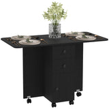 Wooden Drop Leaf Dining Table for 4 to 6 People With Multi-Storage - Velmora