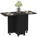 Wooden Drop Leaf Dining Table for 4 to 6 People With Multi-Storage - Velmora
