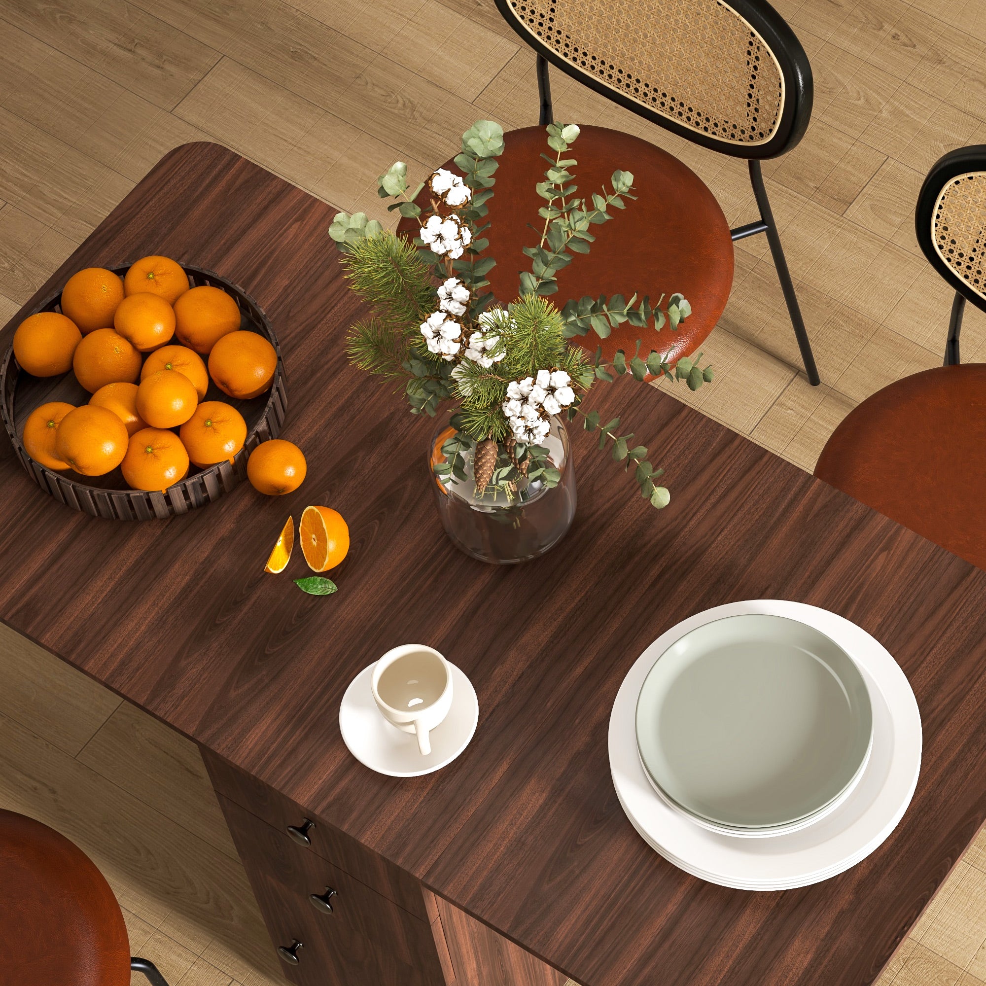 Wooden Drop Leaf Dining Table for 4 to 6 People With Multi-Storage - Velmora
