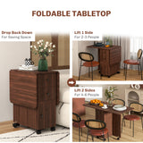 Wooden Drop Leaf Dining Table for 4 to 6 People With Multi-Storage - Velmora