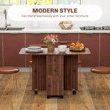 Wooden Drop Leaf Dining Table for 4 to 6 People With Multi-Storage - Velmora