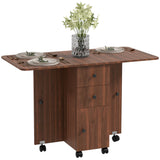 Wooden Drop Leaf Dining Table for 4 to 6 People With Multi-Storage - Velmora
