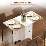 Wooden Drop Leaf Dining Table for 4 to 6 People With Multi-Storage - Velmora