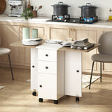 Wooden Drop Leaf Dining Table for 4 to 6 People With Multi-Storage - Velmora