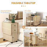 Wooden Drop Leaf Dining Table for 4 to 6 People With Multi-Storage - Velmora