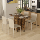 Wooden Drop Leaf Dining Table for 4 to 6 People With Multi-Storage - Velmora