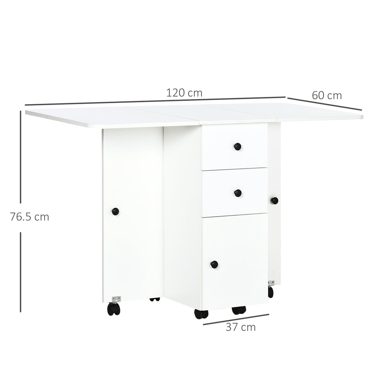 Wooden Drop Leaf Dining Table for 4 to 6 People With Multi-Storage - Velmora