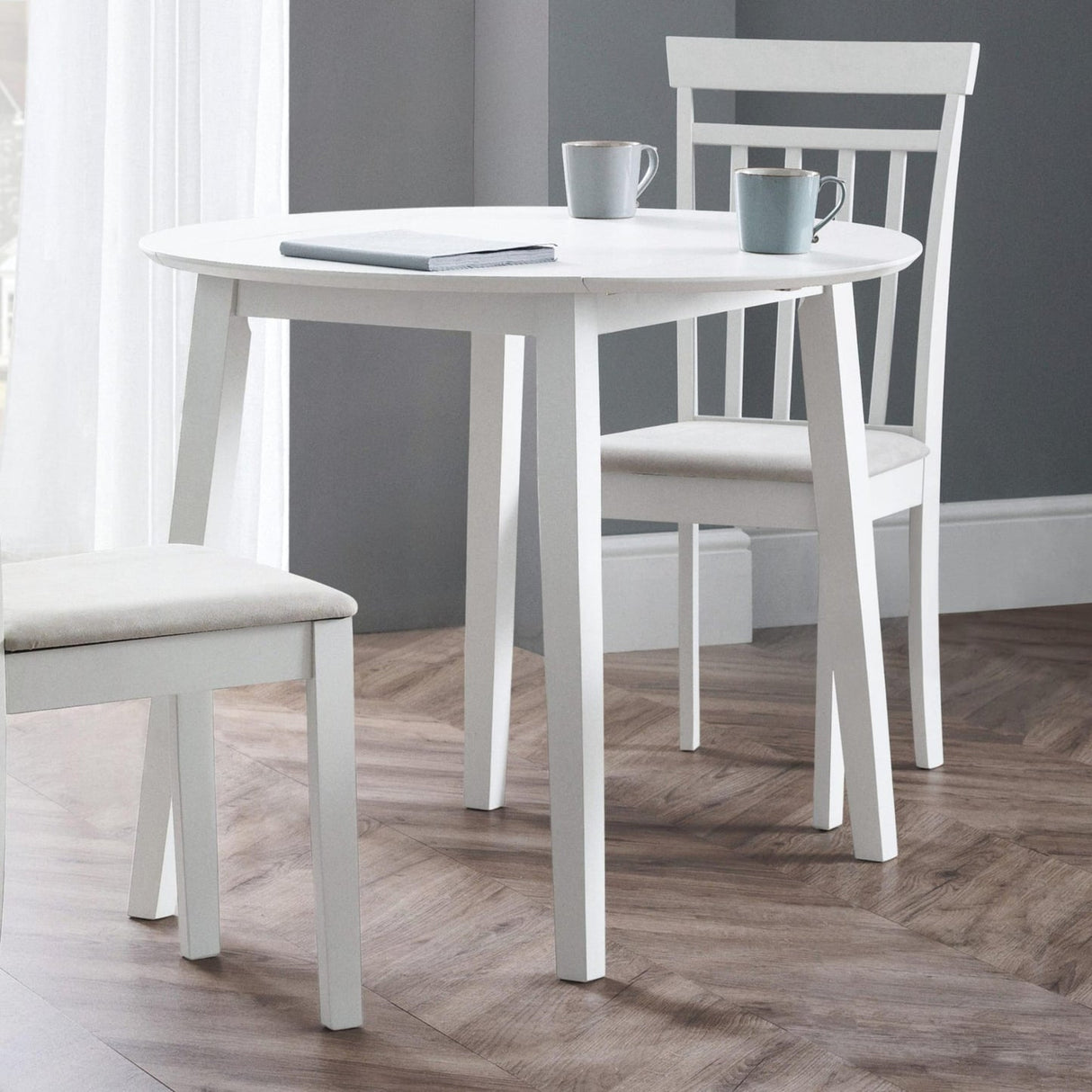 Wooden Drop Leaf Dining Table for 4 People Round - Coast