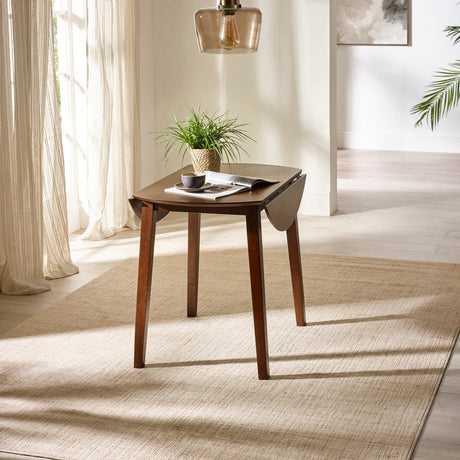 Wooden Drop Leaf Dining Table for 4 People Round - Coast