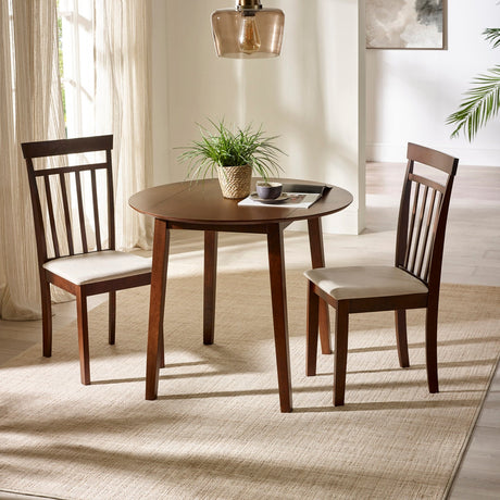 Wooden Drop Leaf Dining Table for 4 People Round - Coast