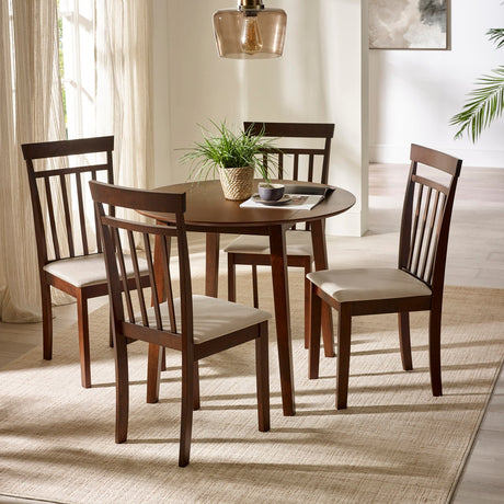 Wooden Drop Leaf Dining Table for 4 People Round - Coast
