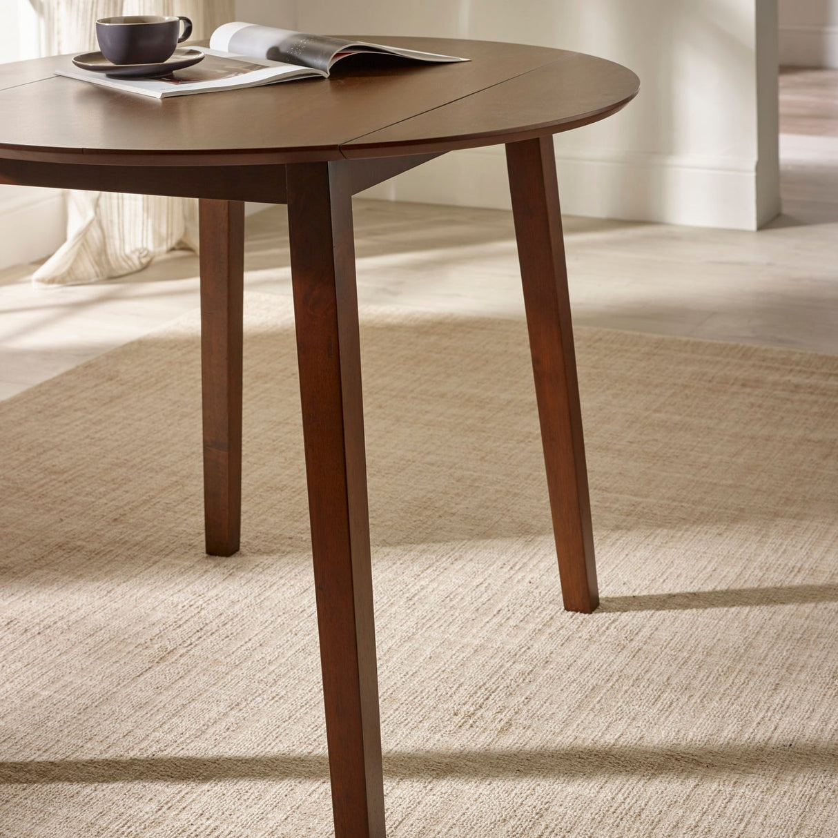 Wooden Drop Leaf Dining Table for 4 People Round - Coast