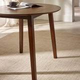 Wooden Drop Leaf Dining Table for 4 People Round - Coast