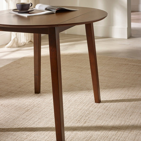Wooden Drop Leaf Dining Table for 4 People Round - Coast