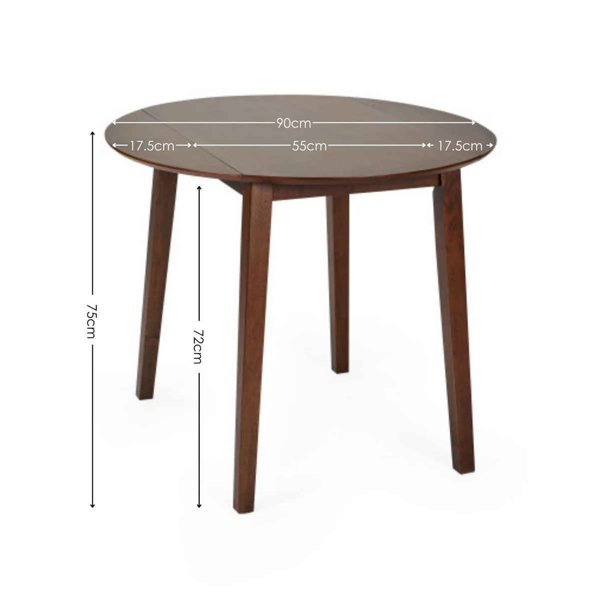 Wooden Drop Leaf Dining Table for 4 People Round - Coast