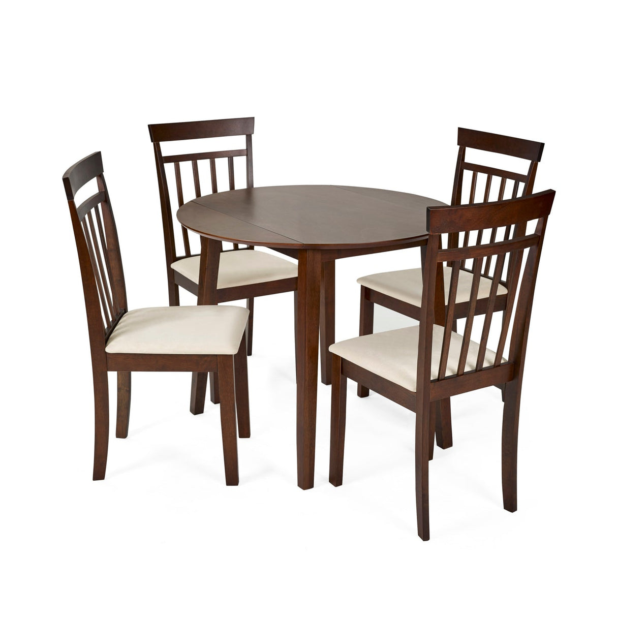 Wooden Drop Leaf Dining Table for 4 People Round - Coast