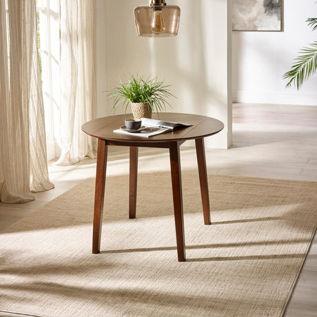 Wooden Drop Leaf Dining Table for 4 People Round - Coast