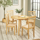 Wooden Drop Leaf Dining Table for 4 People Round - Coast