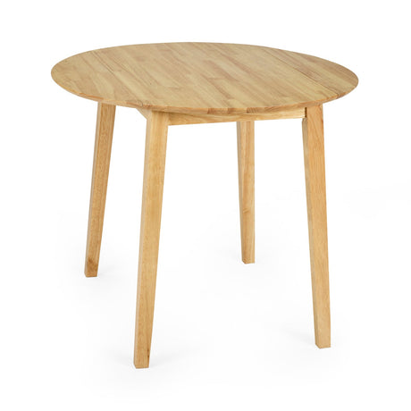 Wooden Drop Leaf Dining Table for 4 People Round - Coast