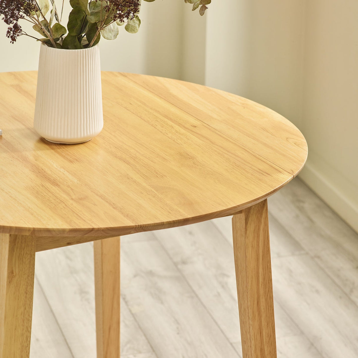 Wooden Drop Leaf Dining Table for 4 People Round - Coast