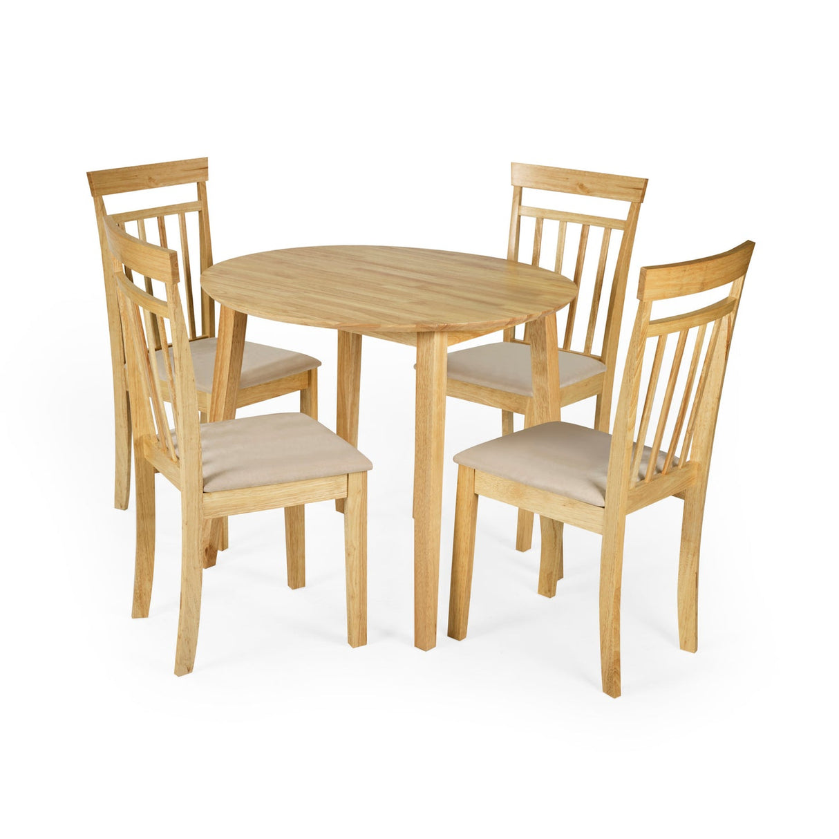 Wooden Drop Leaf Dining Table for 4 People Round - Coast