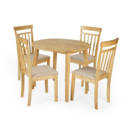 Wooden Drop Leaf Dining Table for 4 People Round - Coast