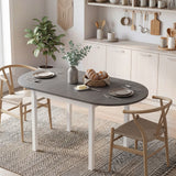 Wooden Drop-Leaf Dining Table Oval for 4 to 6 People - Velmora