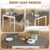 Wooden Drop-Leaf Dining Table Oval for 4 to 6 People - Velmora