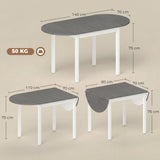 Wooden Drop-Leaf Dining Table Oval for 4 to 6 People - Velmora