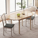 Wooden Drop-Leaf Dining Table Oval for 4 to 6 People - Velmora