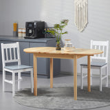 Wooden Drop-Leaf Dining Table Oval for 4 to 6 People - Velmora