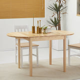 Wooden Drop-Leaf Dining Table Oval for 4 to 6 People - Velmora