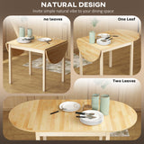 Wooden Drop-Leaf Dining Table Oval for 4 to 6 People - Velmora