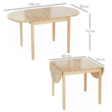 Wooden Drop-Leaf Dining Table Oval for 4 to 6 People - Velmora