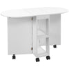 Wooden Drop Leaf Dining Table Oval With Wheels for 4 People - Velmora