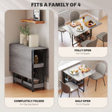 Wooden Drop Leaf Dining Table Rectangular for 4 People - Velmora