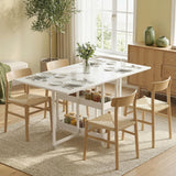 Wooden Drop Leaf Dining Table Rectangular for 4 People - Velmora