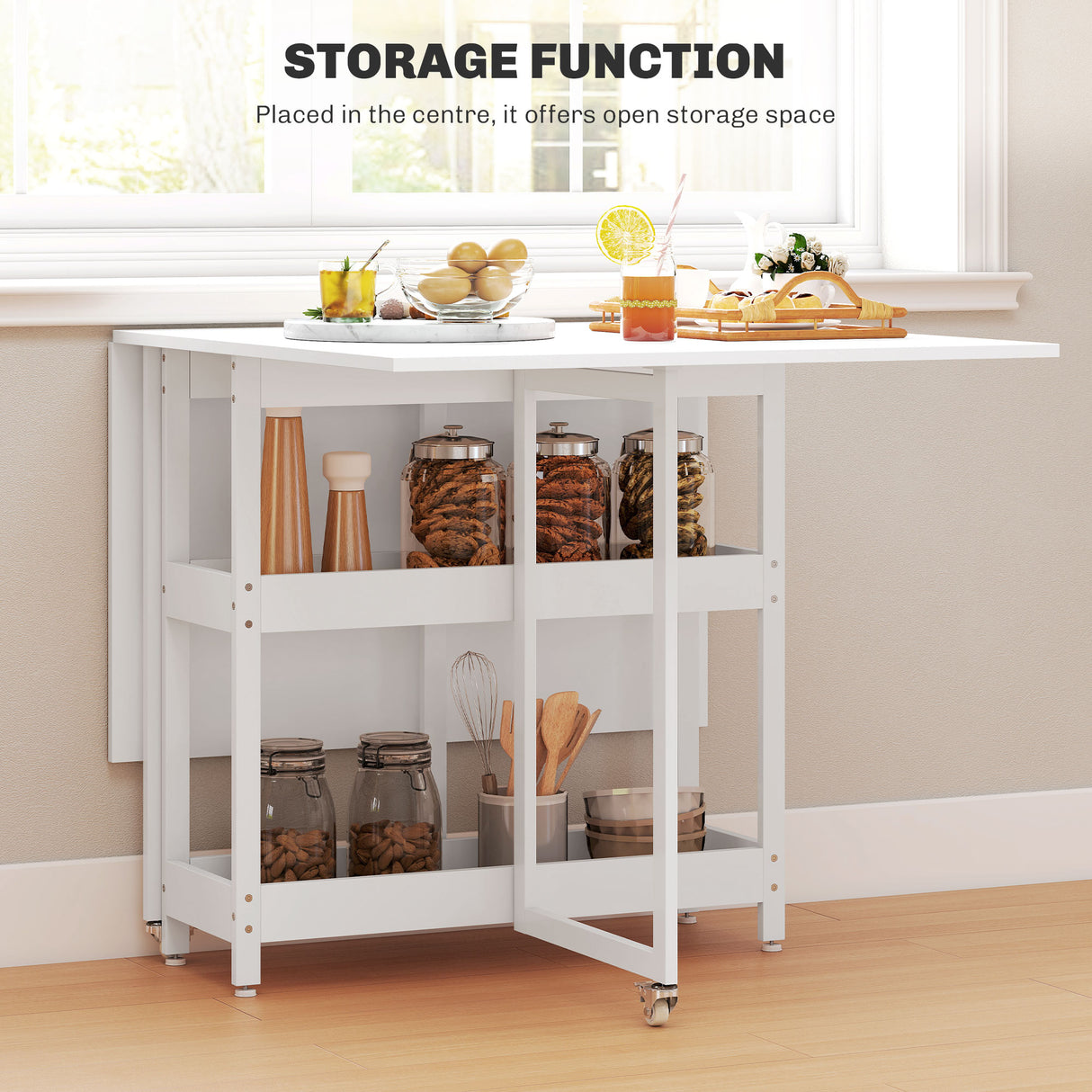 Wooden Drop Leaf Dining Table Rectangular for 4 People - Velmora