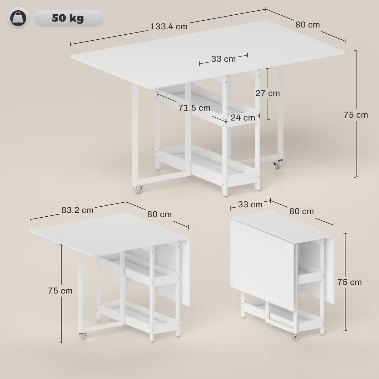 Wooden Drop Leaf Dining Table Rectangular for 4 People - Velmora