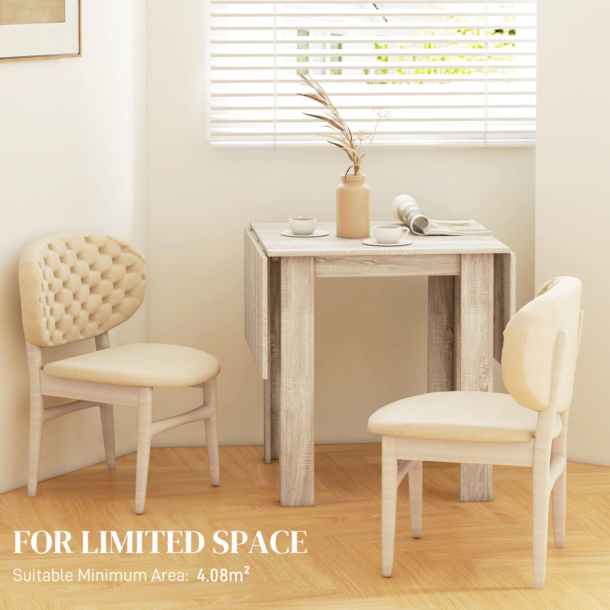 Wooden Drop Leaf Dining Table Rectangular for 4 People in Wood Effect - Velmora