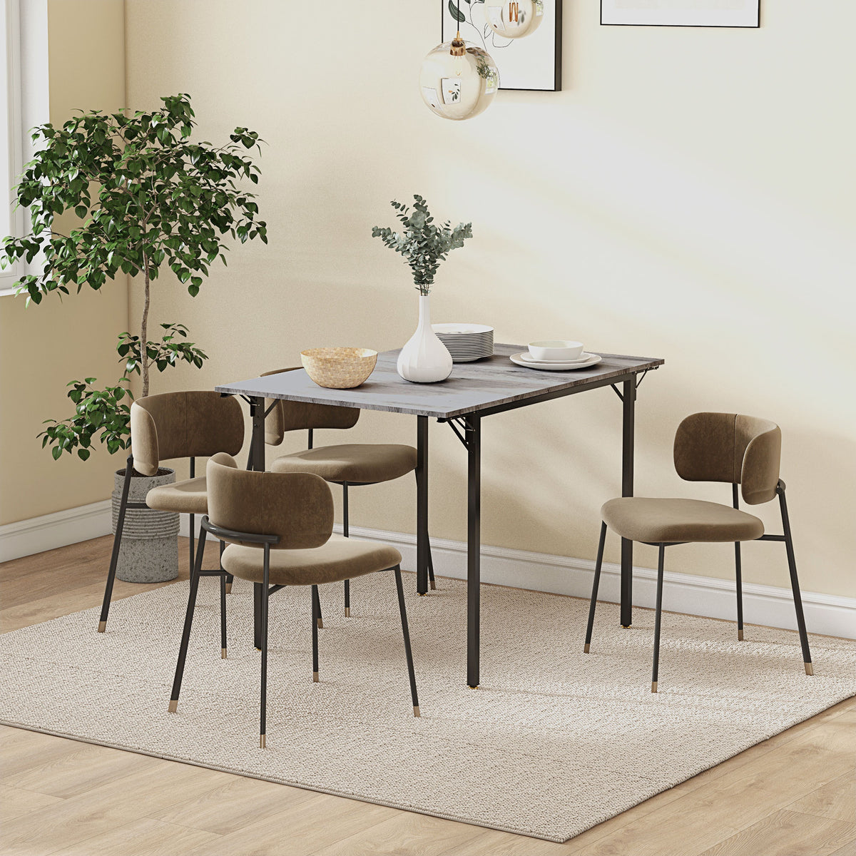 Wooden Drop Leaf Dining Table for 4 People - Velmora