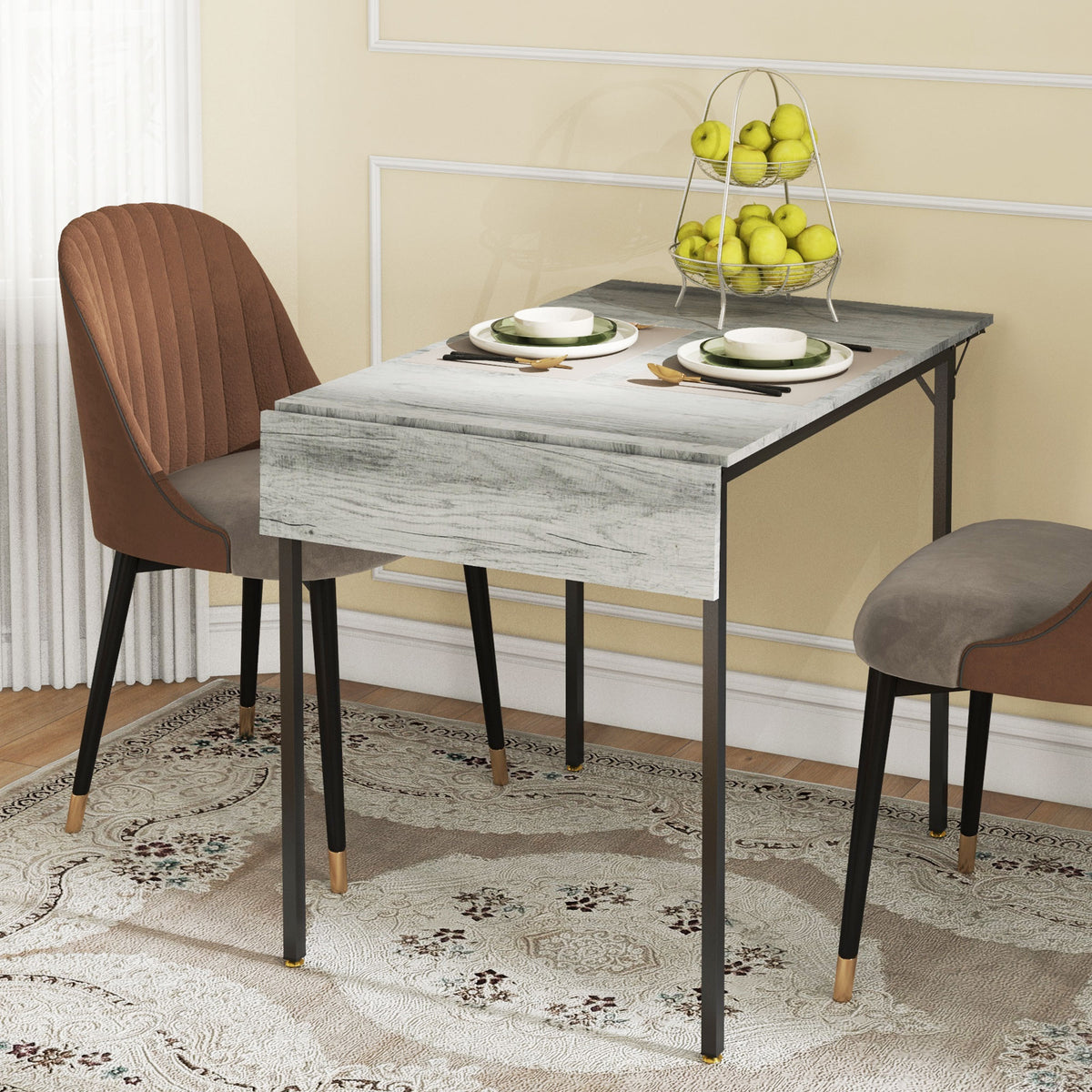 Wooden Drop Leaf Dining Table for 4 People - Velmora