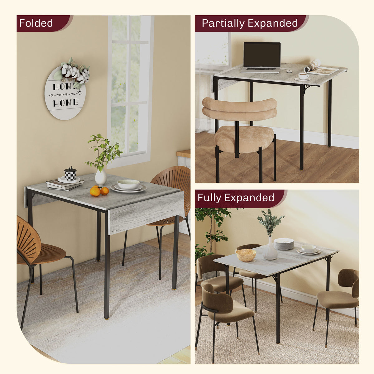 Wooden Drop Leaf Dining Table for 4 People - Velmora