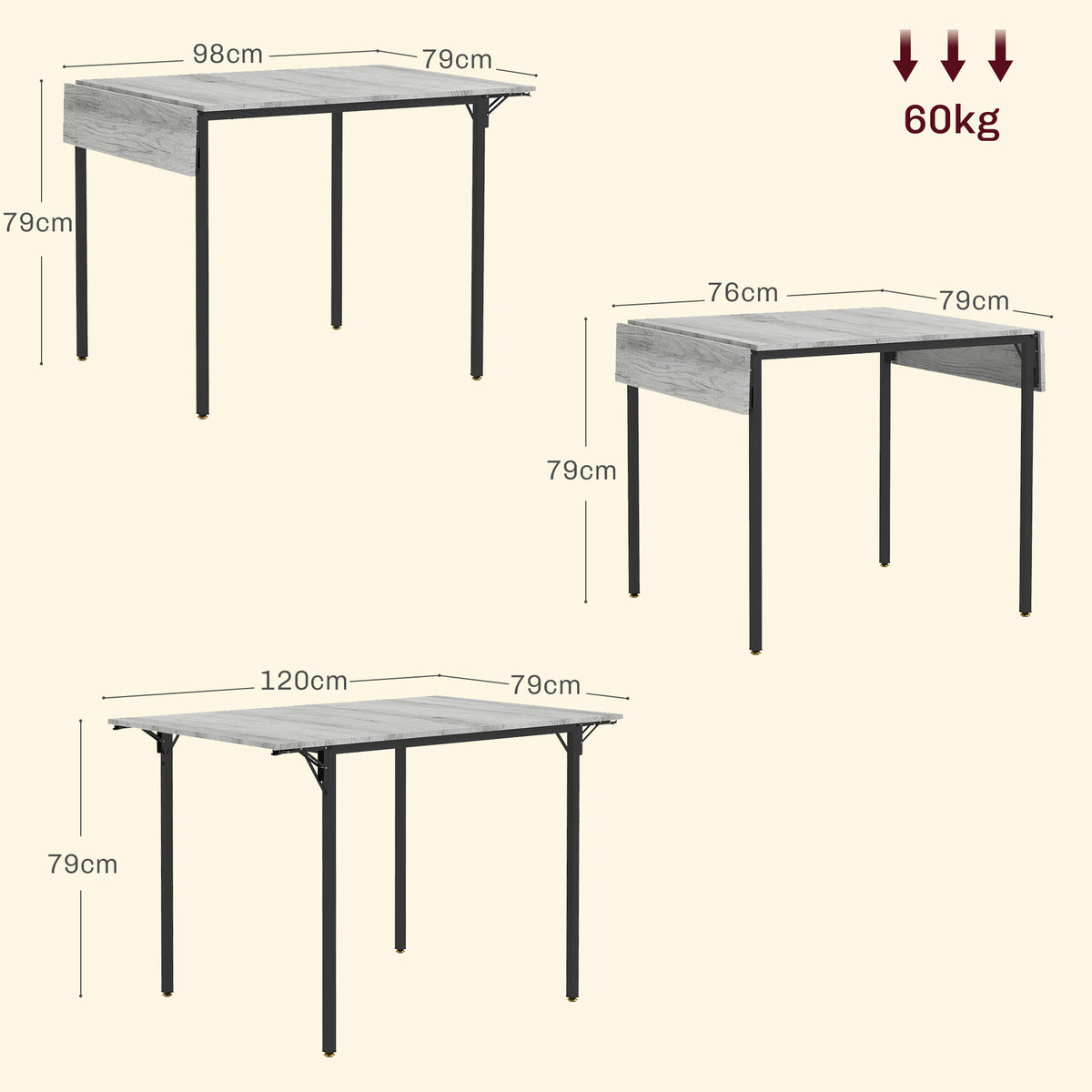 Wooden Drop Leaf Dining Table for 4 People - Velmora