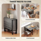Wooden Drop Leaf Dining Table Rectangular fro 4 to 6 People - Velmora