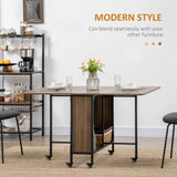 Wooden Drop Leaf Dining Table Rectangular fro 4 to 6 People - Velmora