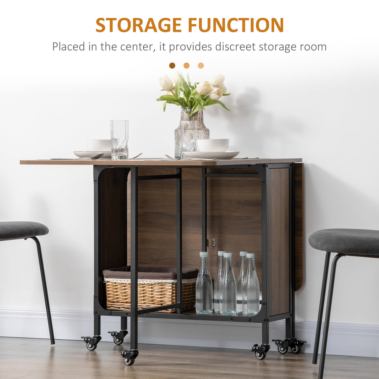Wooden Drop Leaf Dining Table Rectangular fro 4 to 6 People - Velmora