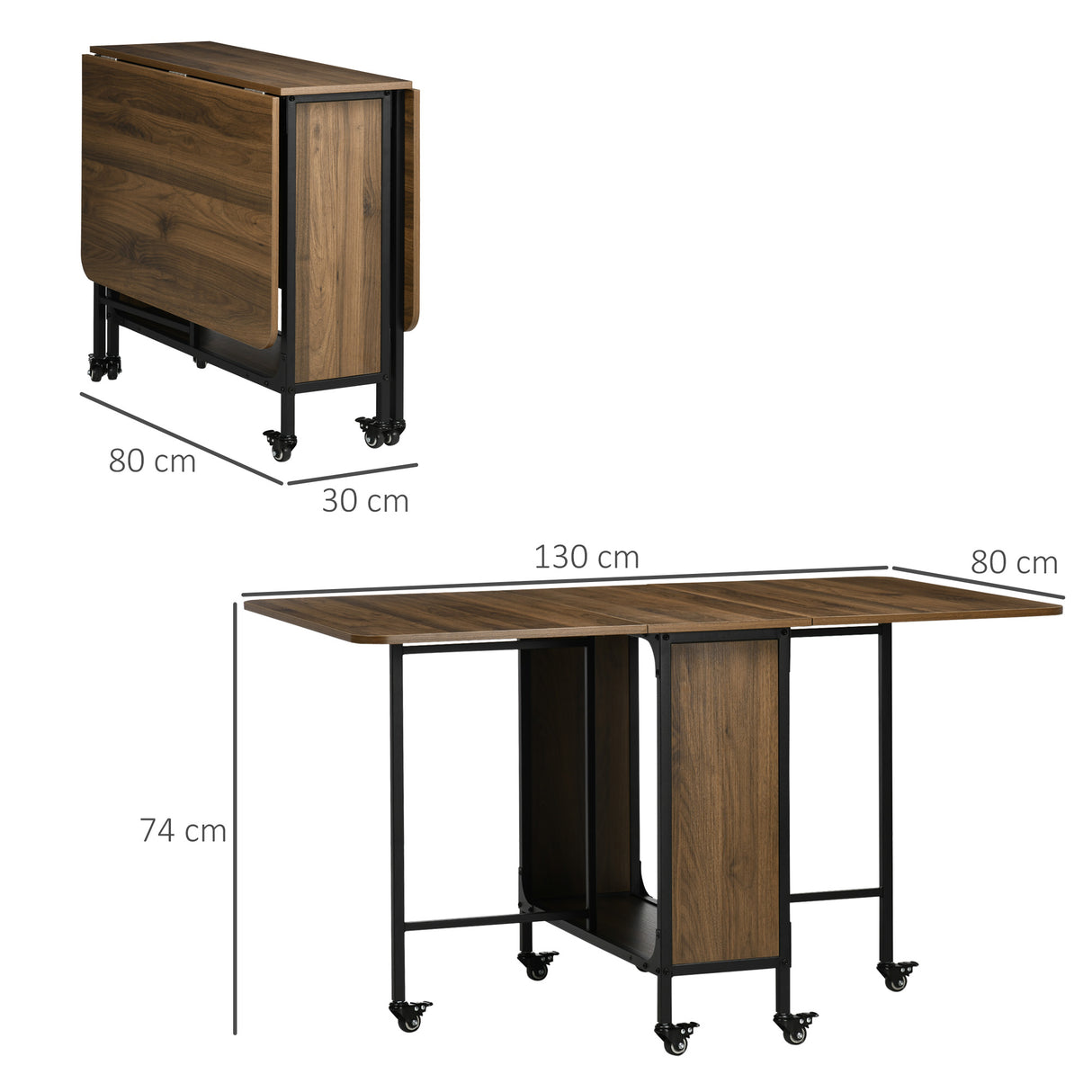 Wooden Drop Leaf Dining Table Rectangular fro 4 to 6 People - Velmora
